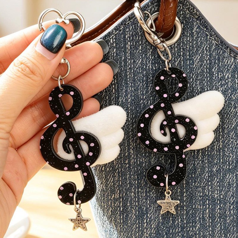 Audio Music Notes - Acrylic Plush Musical Note Keychain Treble