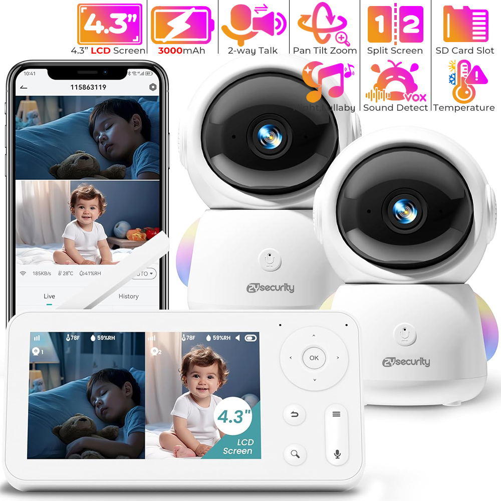 Audio Music Video - 2K Baby Monitor with 2 Cameras