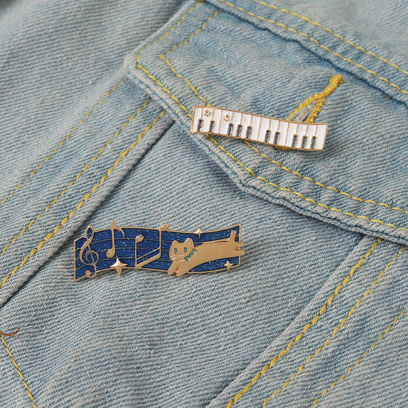 2Pcs Cute Cat Music Enamel Pin - đánh giá và giá Audio Music Notes