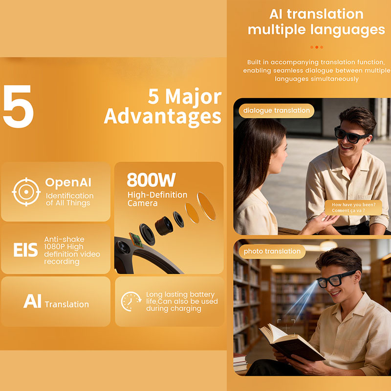 AI Smart Glasses 800W Camera A - đánh giá và giá Audio With Music Ai