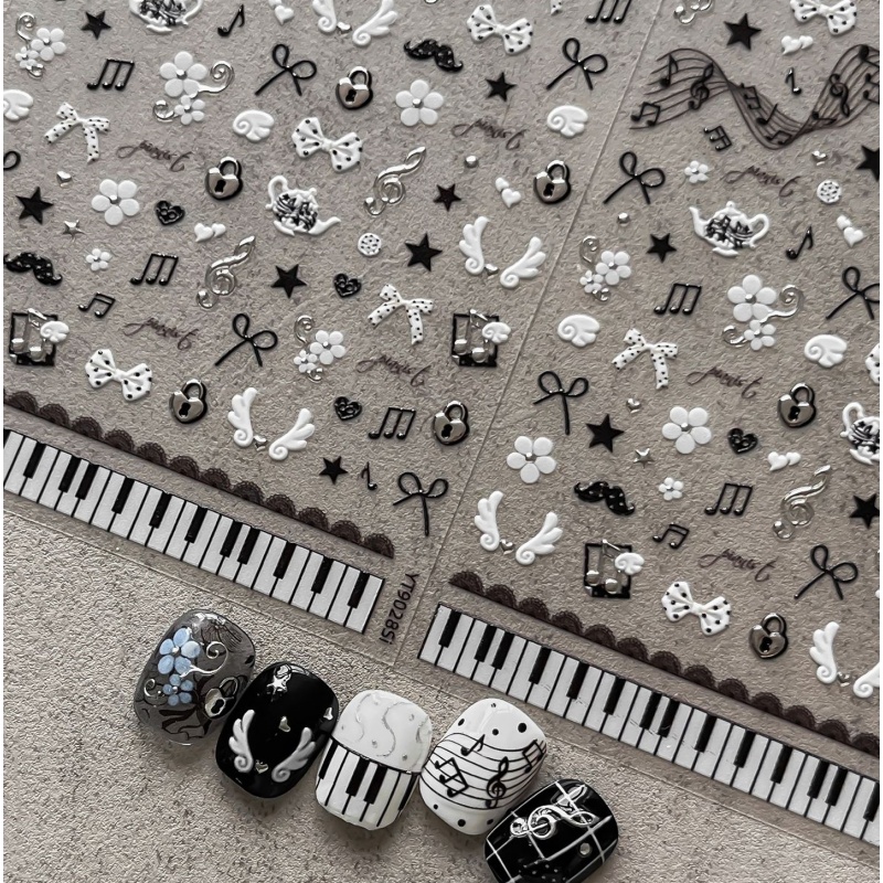 Black White Piano Note Nail St - đánh giá và giá Audio Music Notes