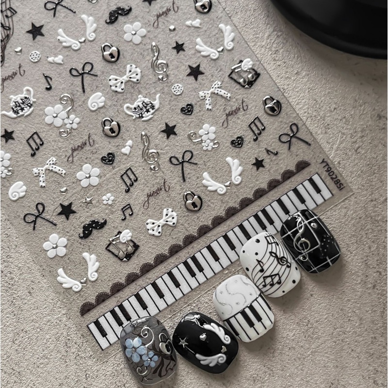 Black White Piano Note Nail St - đánh giá và giá Audio Music Notes