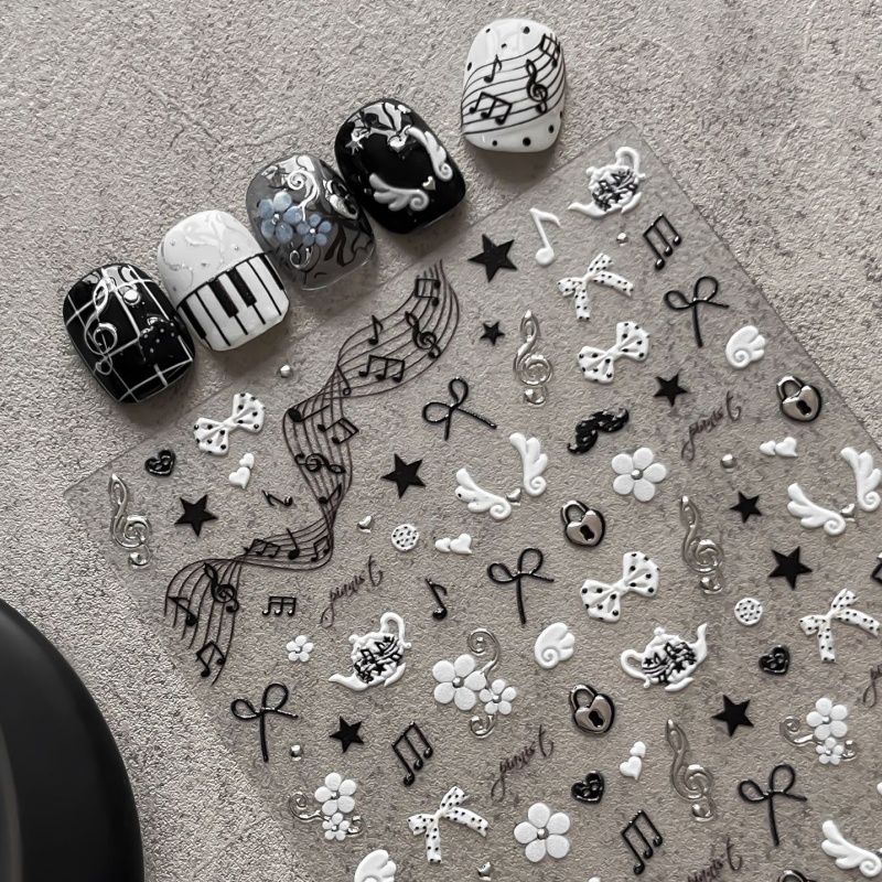 Black White Piano Note Nail St - đánh giá và giá Audio Music Notes